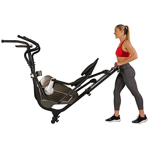Sunny Health & Fitness Magnetic Elliptical Trainer Machine w/Device Holder, LCD Monitor, 265 LB Max Weight and Pulse Monitoring - Circuit Zone, Black (SF-E3862)