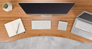 UPLIFT Desk V2 Bamboo Standing Desk with 1" Thick Carbonized Bamboo Curve Desktop, Height Adjustable Frame (White), Advanced Memory Keypad & Wire Grommets (White), Bamboo Motion-X Board (60" x 30")