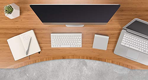 UPLIFT Desk V2 Bamboo Standing Desk with 1" Thick Carbonized Bamboo Curve Desktop, Height Adjustable Frame (Industrial), Adv. Memory Keypad & Wire Grommets (Black), Bamboo Motion-X Board (72" x 30")