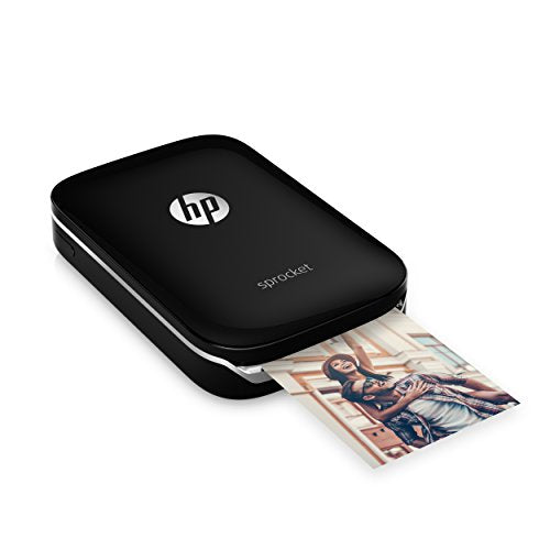 HP Sprocket Portable Photo Printer, Print Social Media Photos on 2x3" Sticky-Backed Paper - Black (X7N08A)