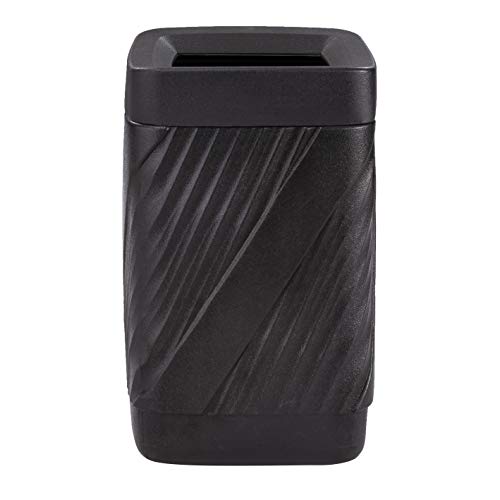 Safco Products 9372BL Twist Indoor/Outdoor Open Top Plastic Trash Can, 32-Gallons, Touch-Free Disposal, Weather-Resistant, Ideal for Busy Environments, Black, 18.875"D x 18.875"W x 30"H