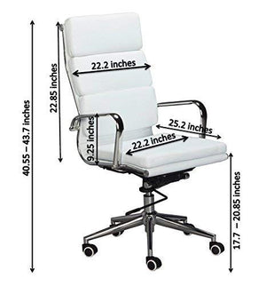 Classic Replica High Back Office Chair - Vegan Leather, Thick high Density Foam, stabilizing bar Swivel & Deluxe Tilting Mechanism (Pack of 2, White)