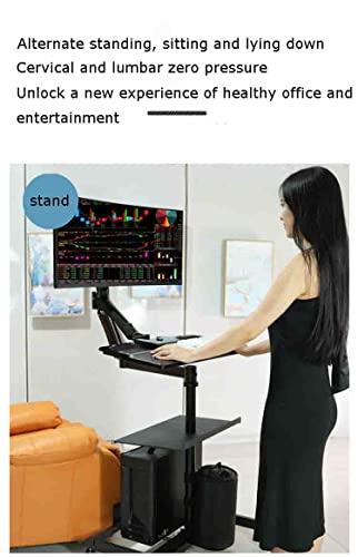 ASUMUI Rolling Laptop Workstation Stand Desk with Keyboard Tray, Adjustable Height
