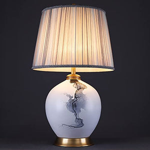 EARSHOT Chinese Style Desk Lamp with Fabric Lampshade, 28.7" H White Table Lamp