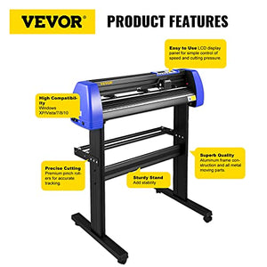 VEVOR 28 Inch Vinyl Cutter Machine with 20 Blades - 720mm Paper Feed - Sturdy Floor Stand - Adjustable Force and Speed