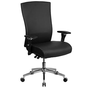 Flash Furniture HERCULES Series 24/7 Intensive Use 300 lb. Rated Black Leather Multifunction Executive Swivel Chair with Seat Slider