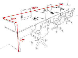 UTM Furniture Modern Acrylic Office Workstation Desk Set - Three Person, of-CPN-SPO5