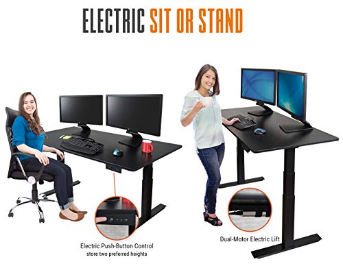 Stand Steady 60" Electric Tranzendesk Standing Desk | Height Adjustable Sit to Stand Up Desk | Perfect for Offices and Schools! (Black / 59" x 29.5")