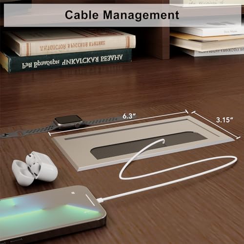 Melidee L Shape Desk - Executive Desk with Drawers, Cabinet Storage, Charging Station & USB Ports