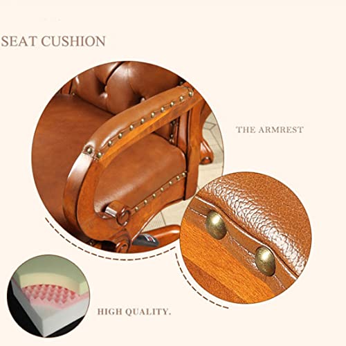 CBLdF Boss Chair - Solid Wood Executive Managerial Seat, Ergonomic Office Chair - Brown