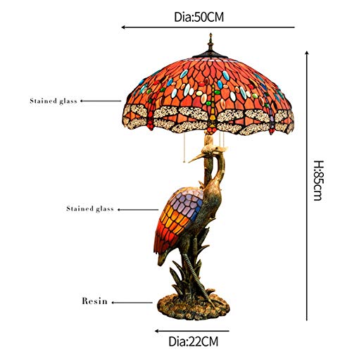 Xiaochen Tiffany Style Antique Red Dragonfly Glass Desk Lamp 20