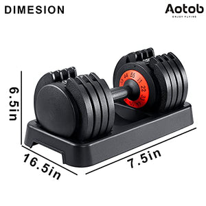 AOTOB Adjustable Dumbbells Weight, 55 lbs Single Dumbbell for Men and Women with Anti-Slip Fast Adjust Turning Handle, Durable Dumbbell Suitable for Home Gym Exercise and Workout Fitness (Pair)