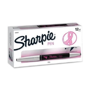 Sharpie 1800067 Pink Ribbon Fine-Point Grip Pen, Black, 12-Pack