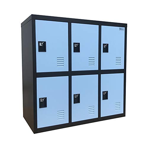 MECOLOR-Metal Kids Locker for Girls Bedroom and Playroom Storage for Clothes,Bags,Toys and Book (Blue, W6D-Padlock)
