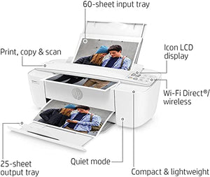 H -P DeskJet Wireless Color Inkjet Printer All-in-One with LCD Display - Print Scan Copy and Mobile Printing Ultra Compact with 6 ft NeeGo Printer Cable