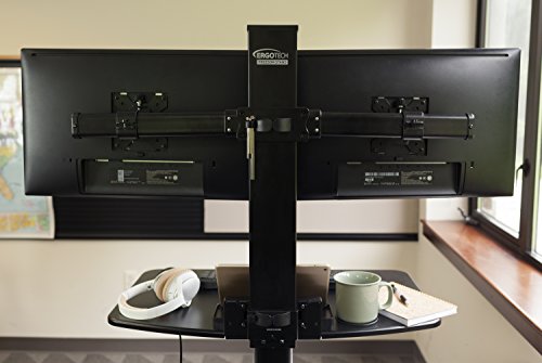 Ergotech Freedom Stand, Includes Dual Monitor Stand, Adjustable Sit Stand Desk 30" Wide, 0-13.2lb weight capacity, 13"-30" Monitor size, VESA compatible 75x75, 100x100, Black