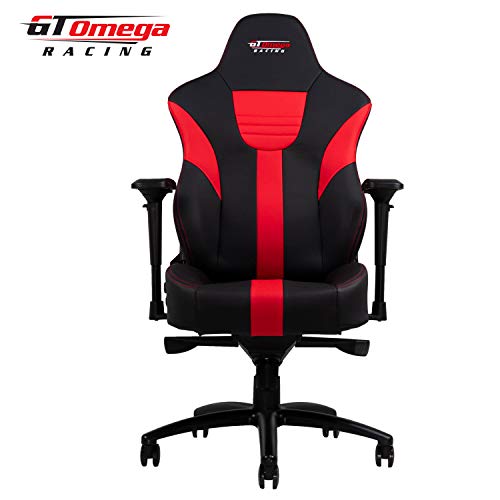 GT OMEGA Master XL Racing Gaming Chair with Lumbar Support - Heavy Duty Ergonomic Office Desk Chair with 4D Adjustable Armrest & Recliner - PVC Leather Esport Seat for Racing Console - Black & Red