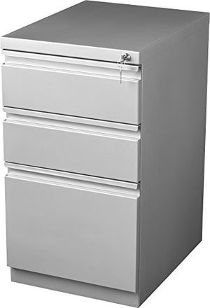 Hirsh Industries 20-inch Deep Mobile Pedestal File 3-Drawer Metal Box/Box/File - Silver
