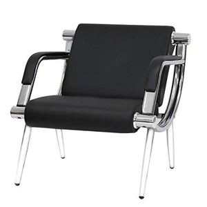 Worldrich Office Reception Chairs Waiting Room Chairs for Salon Barber Bench Airport Bank Hall Visitor Guest Black PU Leather 1 Seat Sofa