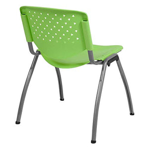 Contemporary Versatile Stacking Chairs Commercial Grade Material Ergonomically Contoured Perforated Back Design Durable Titanium Powder Coated Frame Office Home Furniture - Set of 10 Green #2173