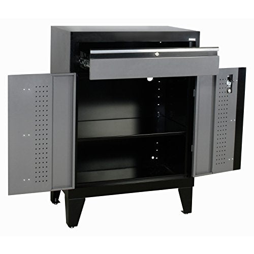 Sandusky Lee GADF301836-029L Modular System Base Storage Cabinet with Drawer, 30" Width x 18" Diameter x 43" Height, Black/Charcoal