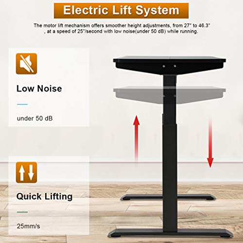 Height Adjustable Computer Desk, Home Office Gaming Desk, 47.2" Modern Simple Style Sit Stand Electric Desk, Writing Computer Workstation or Home Office,Black