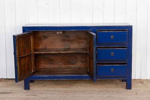 Lschool Royal Blue Lacquered Asian Credenza
