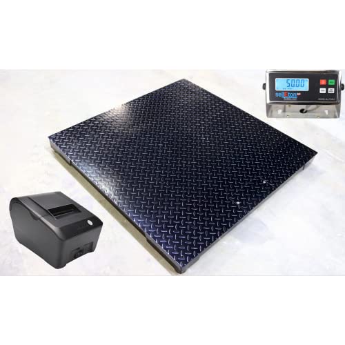 Liberty Scales Industrial Floor Scale with Metal Indicator and Printer, 48” x 48”, 5000 lbs Capacity