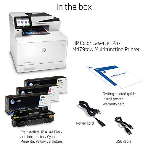 HP Laserjet Pro M479fdwD Wireless Color All-in-One Laser Printer for Home Office - Print Scan Copy Fax - 4.3" Touchscreen CGD, 28 ppm, 600x600 dpi, 8.5x14, Auto Duplex Printing, 50-Page ADF, Ethernet