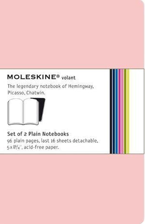 Moleskine Volant Notebook (Set of 2), Large, Plain, Pink Magenta, Magenta, Soft Cover (5 x 8.25)