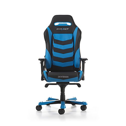 DXRacer Iron series OH/IS166/NB Large size Seat Office Chair Gaming Ergonomic with - Included Head and Lumbar Support Pillows (Black / Blue)