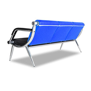 BORELAX 3PCS Office Reception Chair Set Blue and Black PU Leather Waiting Room Bench Visitor Guest Sofa Airport Clinic