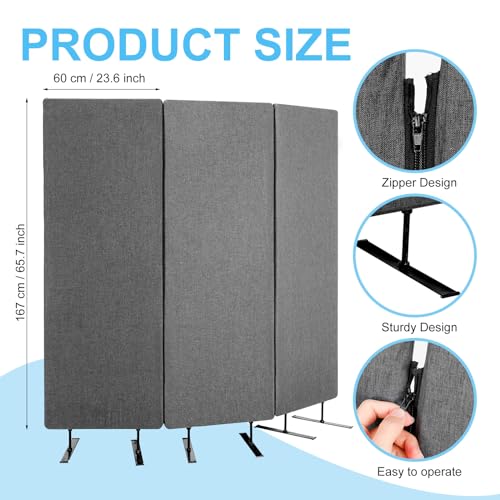 Pangda Privacy Divider 3-Pack, 72 x 66 Inch Acoustic Panel for Noise Reduction (Dark Gray)