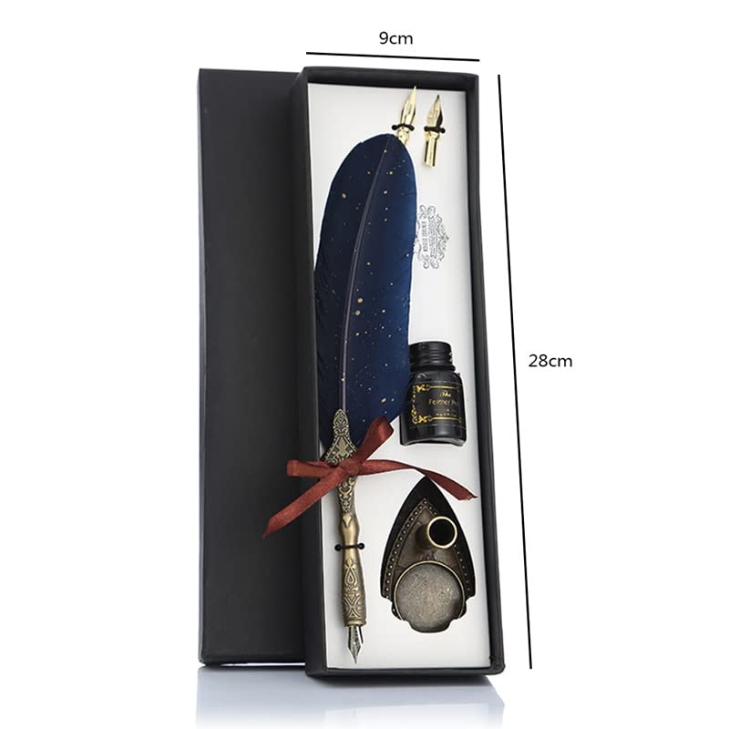 ZYKHD 1 Set Classic Texture Practical Calligraphy Feather Dip Pen Quill Fountain Writing Portable Durable Wedding Gifts (Color : White)