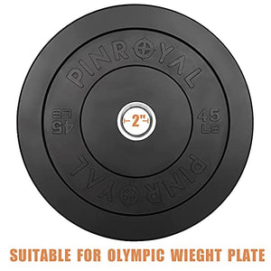 PINROYAL Bumper Plates 10LB 45LB Set, Olympic Weight Plates with 2 inch, Rubber Barbell Weight to Protect Floor, Smooth Strength Training Plates to Protect Bar from Scratches, Pair