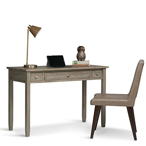SIMPLIHOME Warm Shaker SOLID WOOD Rustic Modern 48 inch Wide Home Office Desk, Writing Table, Workstation, Study Table Furniture in Distressed Grey with 2 Drawerss
