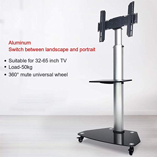 YokIma TV Stand Mobile TV Cart for 32-65 Inches Screens, Rotatable Universal Mount with Storage Tray and Wheels