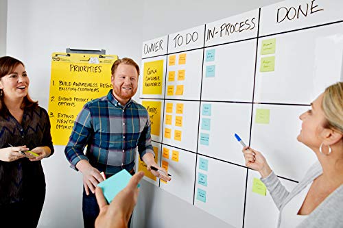 Post-it Dry Erase Whiteboard Film Surface for Walls, Doors, Tables, Chalkboards, Whiteboards, and More, Removable, Super Sticky, Stain-Proof, Easy Installation, 6 ft x 4 ft Roll (DEF6X4A)
