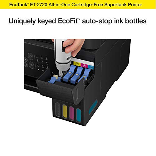 Epson EcoTank ET-2720 Wireless Color All-in-One Supertank Printer with Scanner and Copier - Black (Renewed)