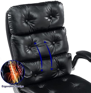 MUMUJJ Office Chair, PU Leather Executive Desk Chair with Adjustable Tilt Angle, Thick Padding, and Lumbar Support