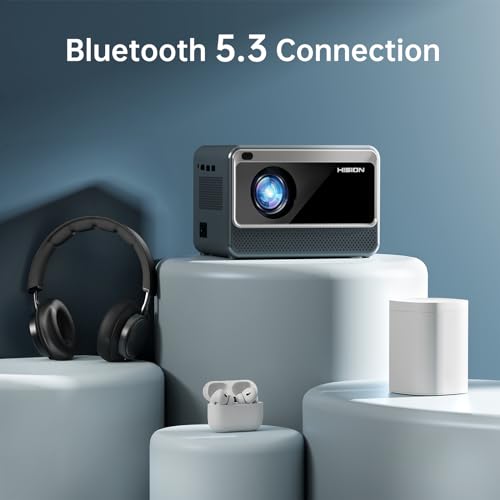 HISION Mini Portable WiFi Bluetooth Projector: 1080P Full HD 4K Support, 13000 Lumen, Wireless Indoor Outdoor Home Theater Movie Video LED, Electric Focus, Compatible with Phone TV Stick PC USB HDMI