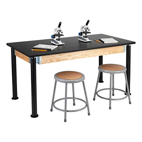 Learniture 30" W x 60" L Adjustable-Height Science Lab Table w/Chemical Resistance Top, Black