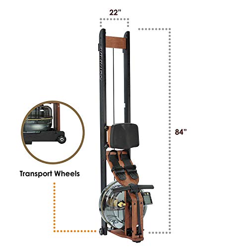 First Degree Fitness Viking II Black Reserve Indoor Rowing Machine, Black/Brown