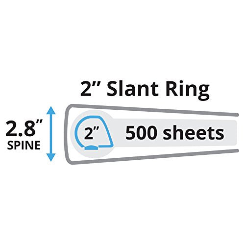 Avery Heavy-Duty Nonstick View Binder, 2" One Touch Slant Rings, 500-Sheet Capacity, DuraHinge, Shadow Gray (05503)