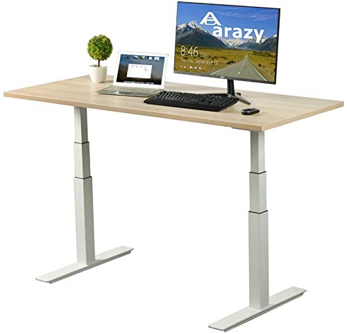 AD ARAZY Electric Stand Up Desk Frame, Dual Motor Height Adjustable Standing Base DIY Workstation with Memory Controller (White Frame) (White)