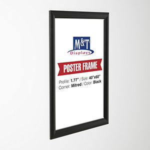 M&T Displays Snap Frame, 40X60 Poster Size, 1.77" Black, Mitered Corner, Front Loading