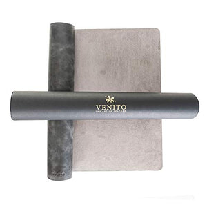 Venito Premium Leather Desk Mat (36 X 19 inch) - Large Mouse Mat for Home Office Accessories (Faded Gray)