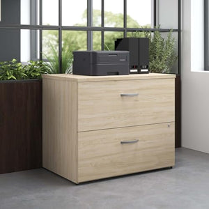 Bush Business Furniture Studio C 2 Drawer Lateral File Cabinet - Assembled, Locking, Natural Elm