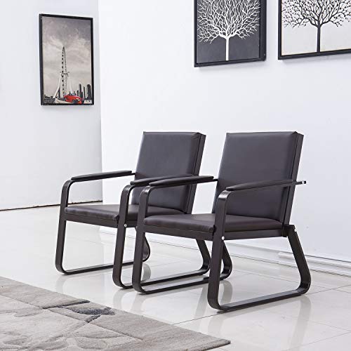 Bestmart PVC Leather Office Reception Chair Executive Side Waiting Room Visitor Guest Sofa,Dark Brown(2 Seat)