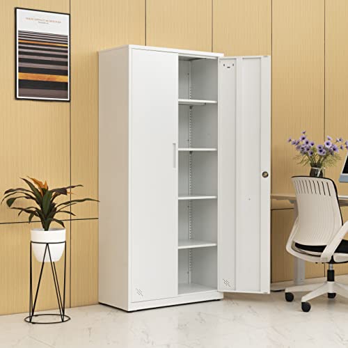 Generic High Storage Cabinet with 2 Doors and 4 Partitions - 5 Storage Spaces, Home/Office Design
